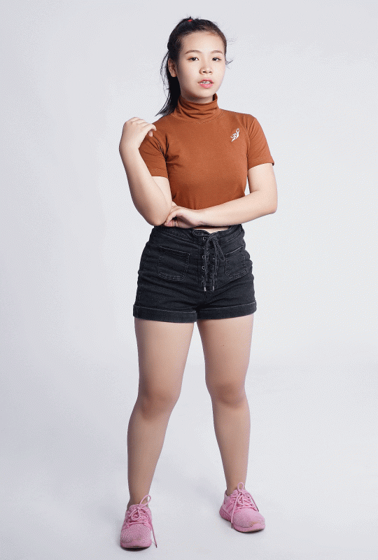 Premium loop-cotton crop top (KId-brown)